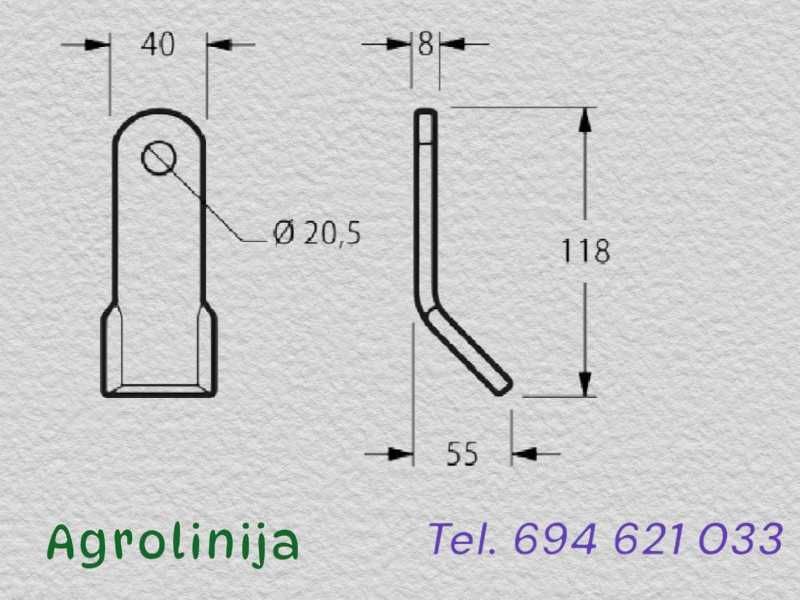 Nóż bijaka 40x118 mm pasuje do Agrimaster Nowy Sadowniczy  Okazja