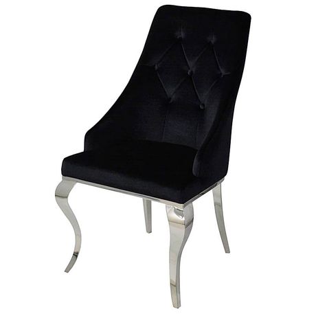 Krzesło glamour William II Black czarne krzesła pikowane guzikami