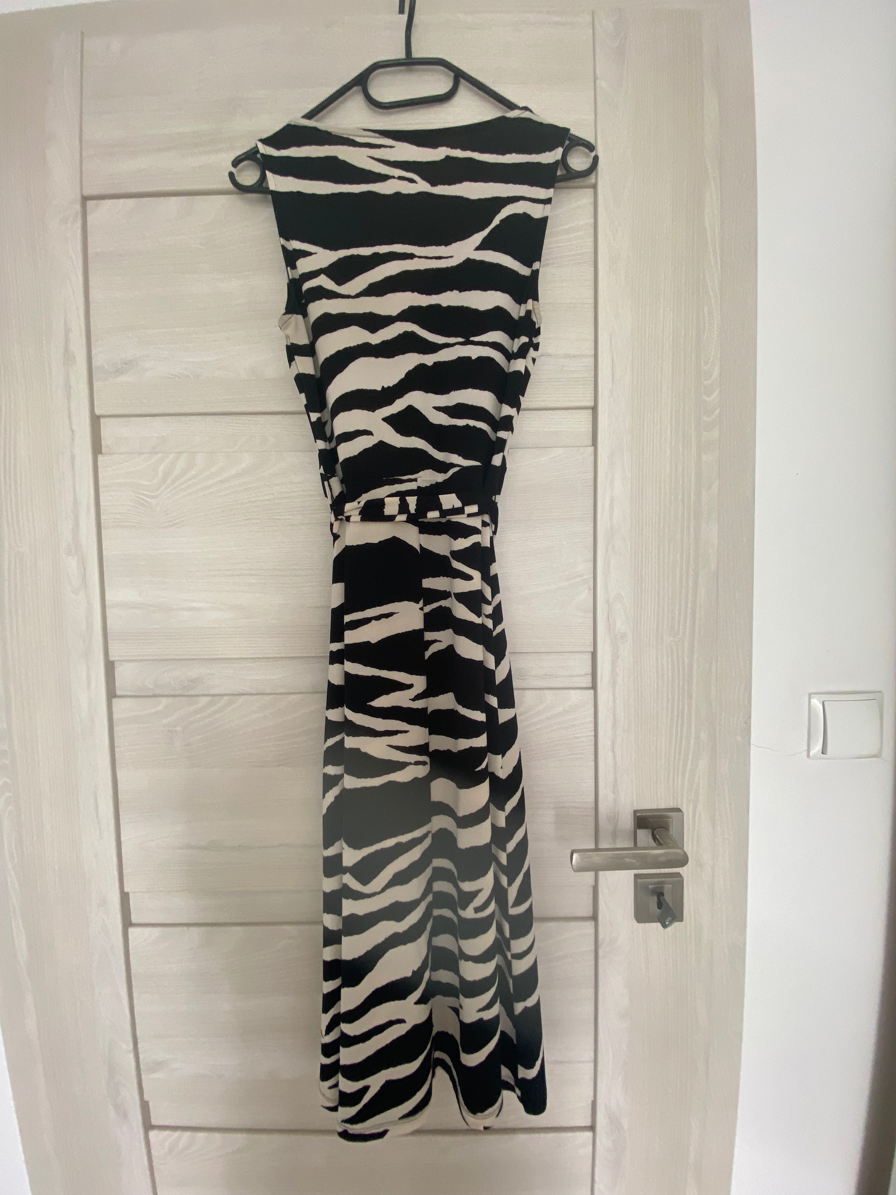 Długa sukienka na lato wzór zebra roz.XS