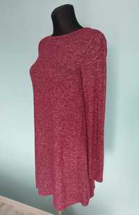 Pull & Bear S 36 sukienka dzianinowa sweterkowa bordowa
