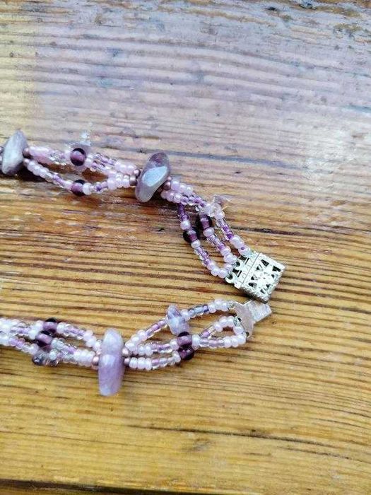 Вінтажне фіолетове намисто / кольє з натурального каменю аметисту