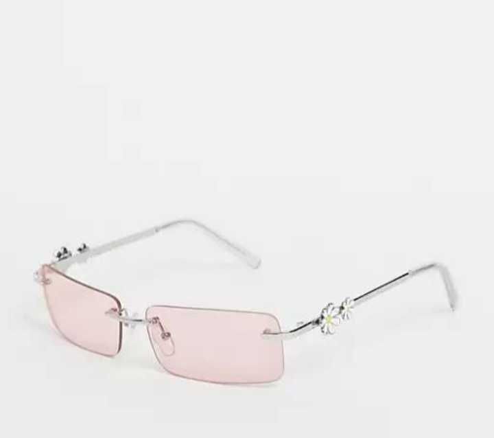 ASOS/Różowe, Bogato zdobione okulary przeciwsłoneczne z Londynu, NOWE