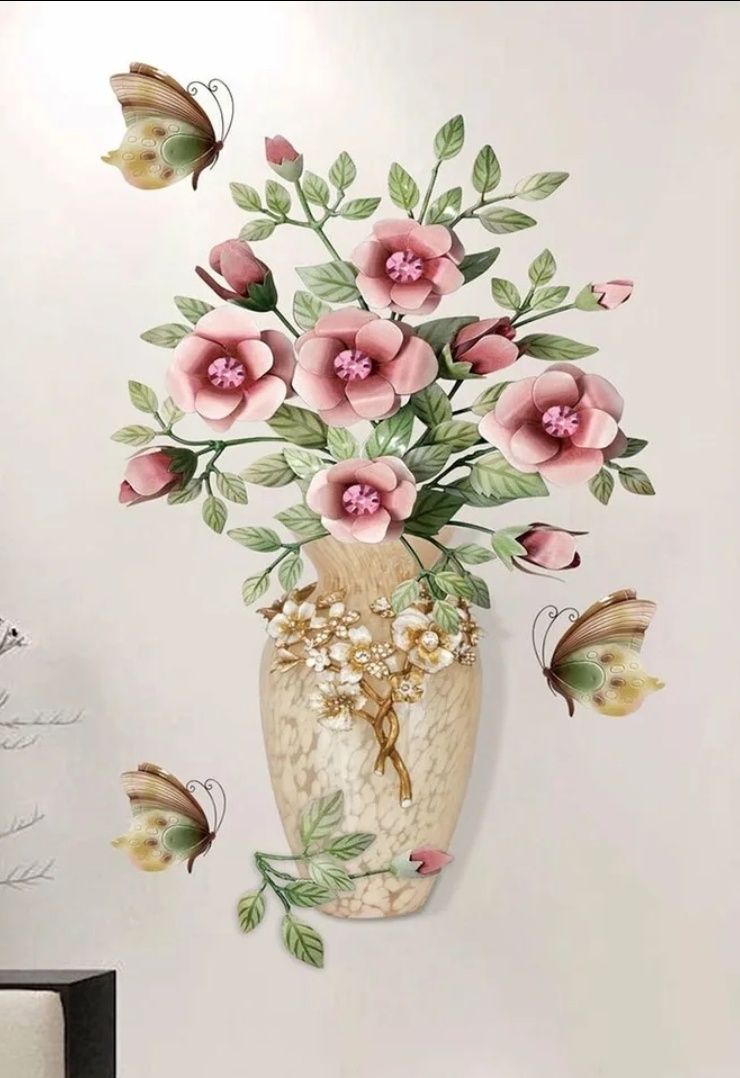 Декоративная наклейка Цветы в вазе. 54 х 33 см.