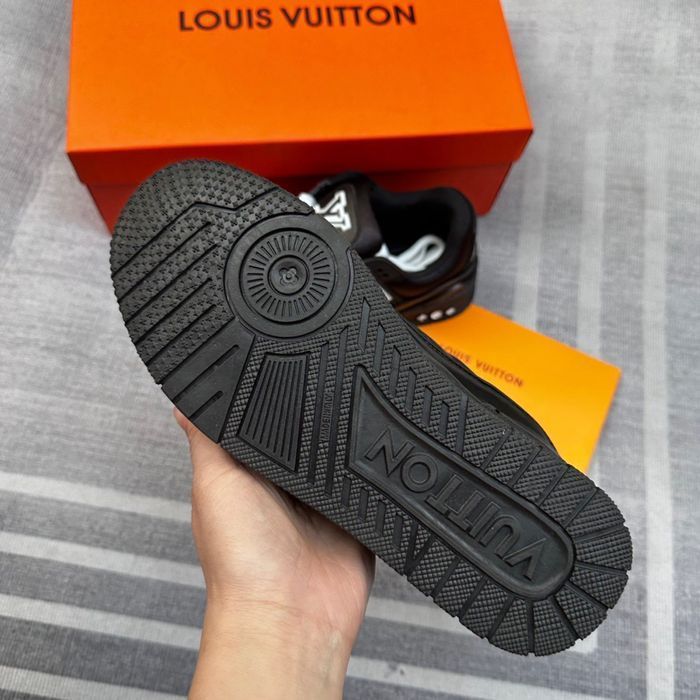Кроссовки Louis Vuitton Trainer мужские брендовые черные кожаные
