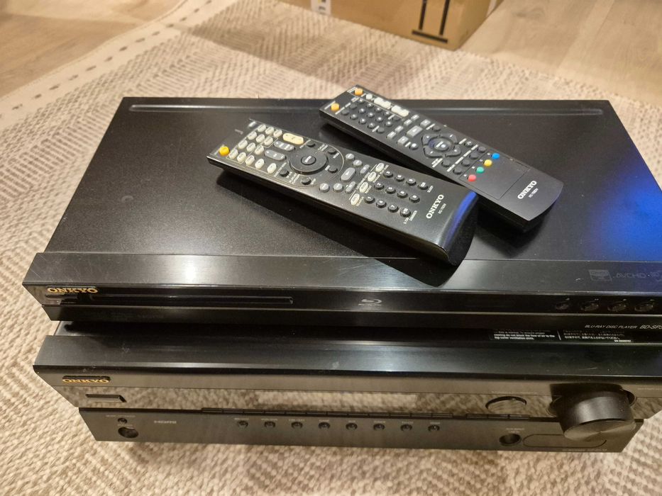 Onkyo zestaw amplituner HT R538, odtwarzacz bluray BD SP308