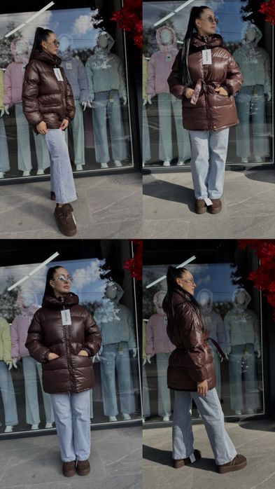 Базова пуфер куртка жіноча матова глянцева лак