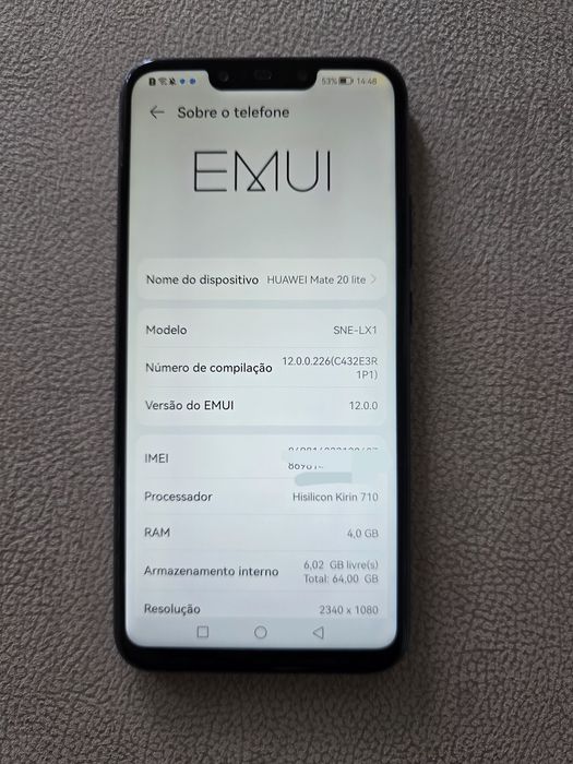 Huawei Mate 20 Lite
Azul
Ecrã e telemóvel sem riscos
Totalmente funcio