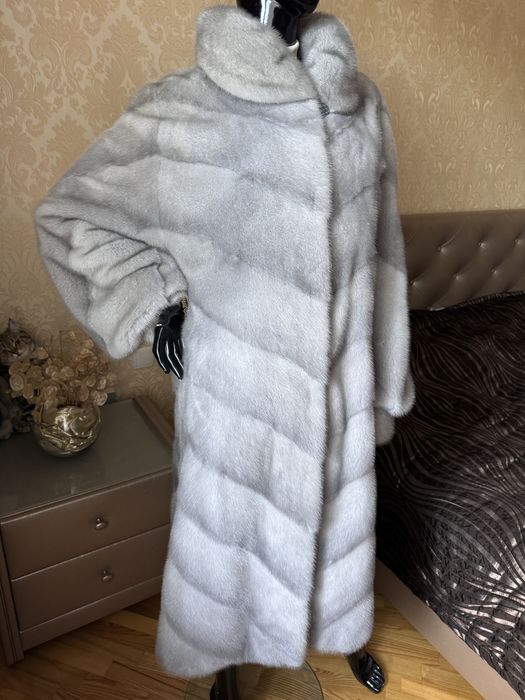 22.12 Київ примірки! Норкова шуба 110 см, 50-54, сіра, діагональ