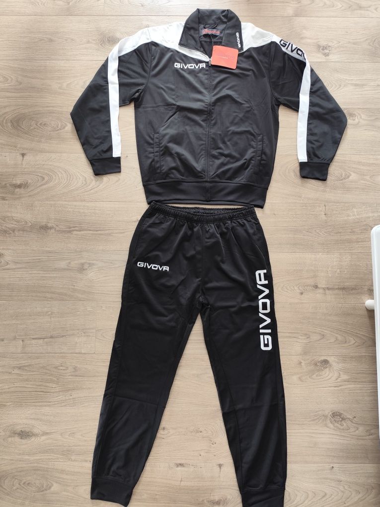 Dres sportowy treningowy GIVOVA czarny męski bluza rozpinan spodnie XL