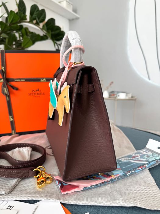 Сумка Hermes Kelly 25 Chocolate Gold