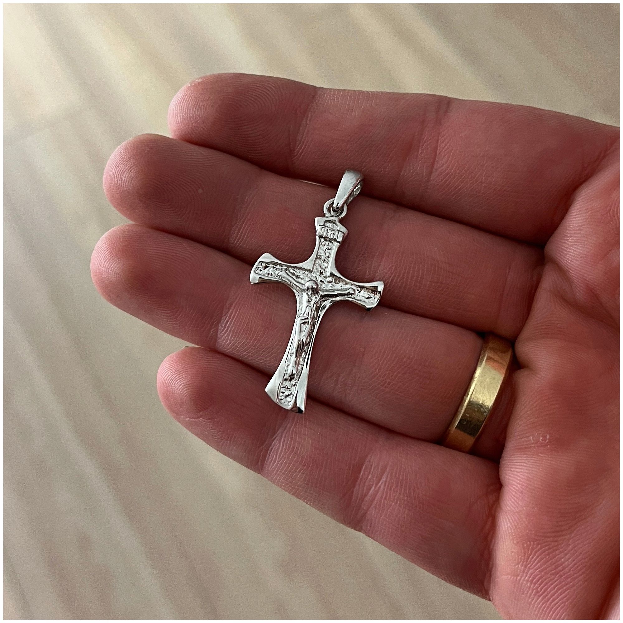 Elegancki Srebrny Męski Duży Krzyż Krzyżyk Srebro 925 + Pudełko Z Graw