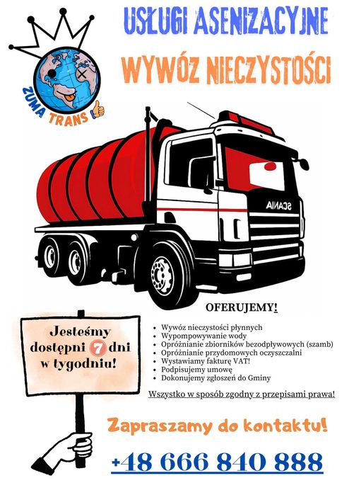 Wywóz nieczystości płynnych/wywóz szamba/asenizacja/gmina BARCZEWO
