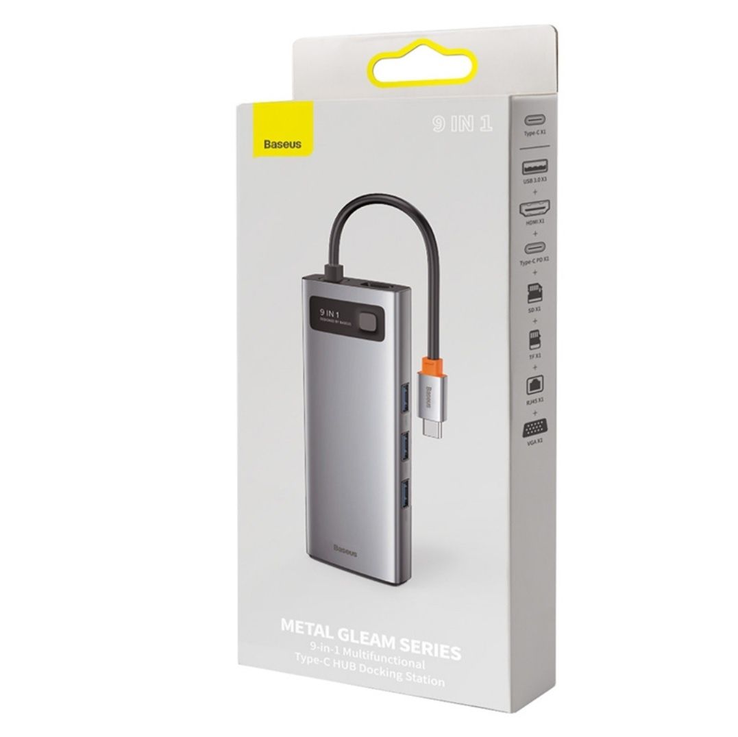 Baseus hub 9in1 Хаб адаптер 9в1 Type-C USB3.0 60Hz HDMI RJ45 VGA PD SD