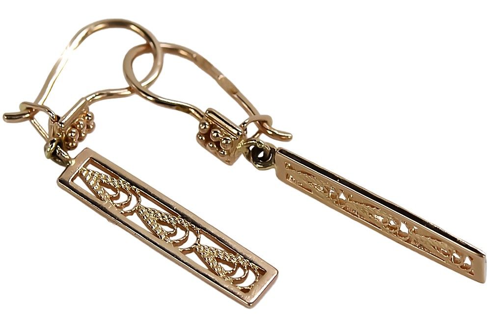 Kolczyki wiszące z różowego złota 14k 585 ZSRR Vintage ven020 Poznań