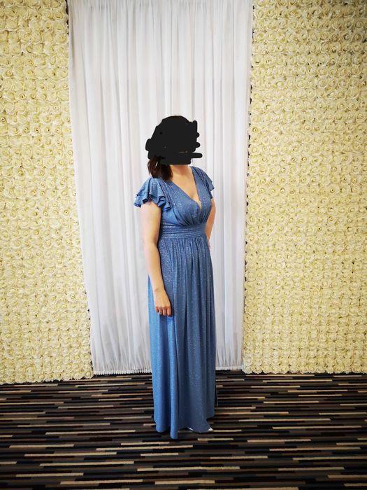 Sukienka balowa, sylwestrowa, jasnoniebieska, brokat, rozm 40-42, L
