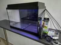 Akwarium 60l z pokrywą+nowy filtr+napowietrzacz+oświetlenie LED