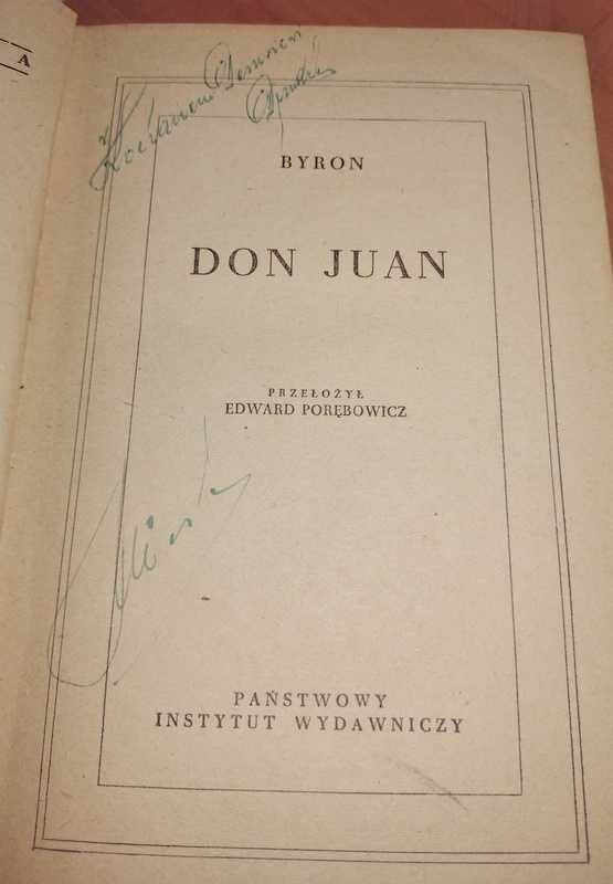 "Don Juan" autor George Gordon Byron 1954 rok