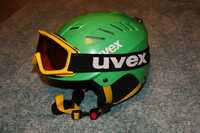 Ciepły kask narciarski snowboardowy regulowany + gogle Uvex 52 – 54 cm