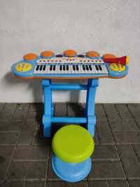 Niebieski zestaw muzyczny Keyboard, organy, pianinko mikrofon
