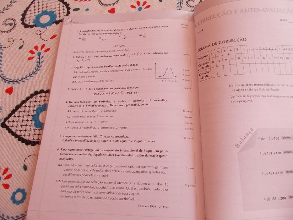 livro matemática 12º probabilidades guia de estudo