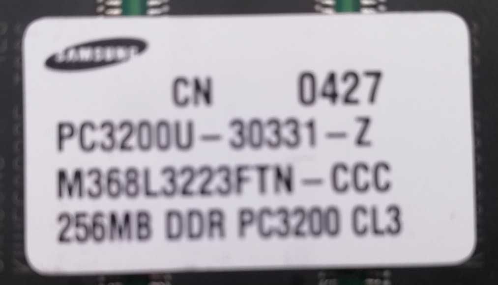 4 szt DDR 256MB Samsung PC3200 CL3