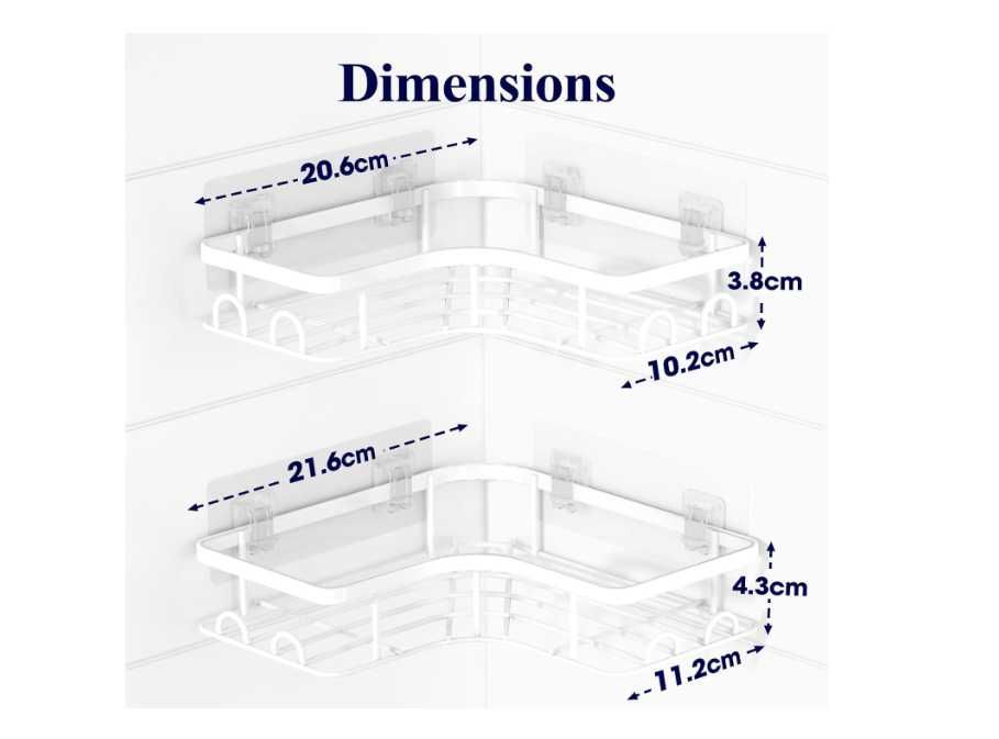 Półki prysznicowe Kitsure Corner Shower Caddy 2szt Białe