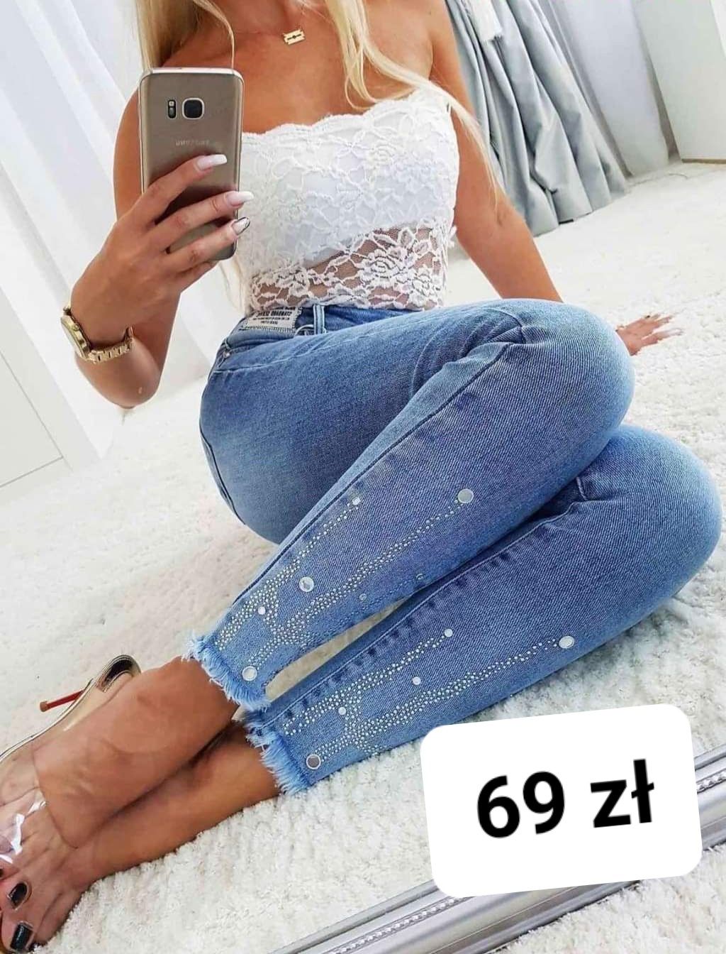 Jeansy spodnie jeansowe M Sara damskie elastyczne rurki