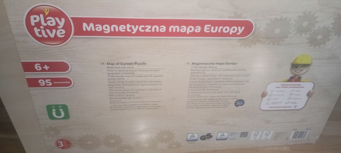 Magnetyczna mapa Europy z drewna