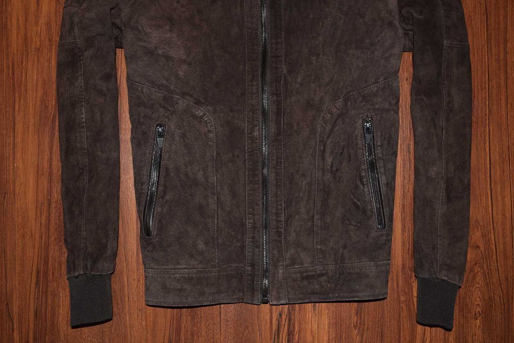 Zara Man Leather Suede Jacket (Мужская Кожаная Замшевая Куртка Бомбер
