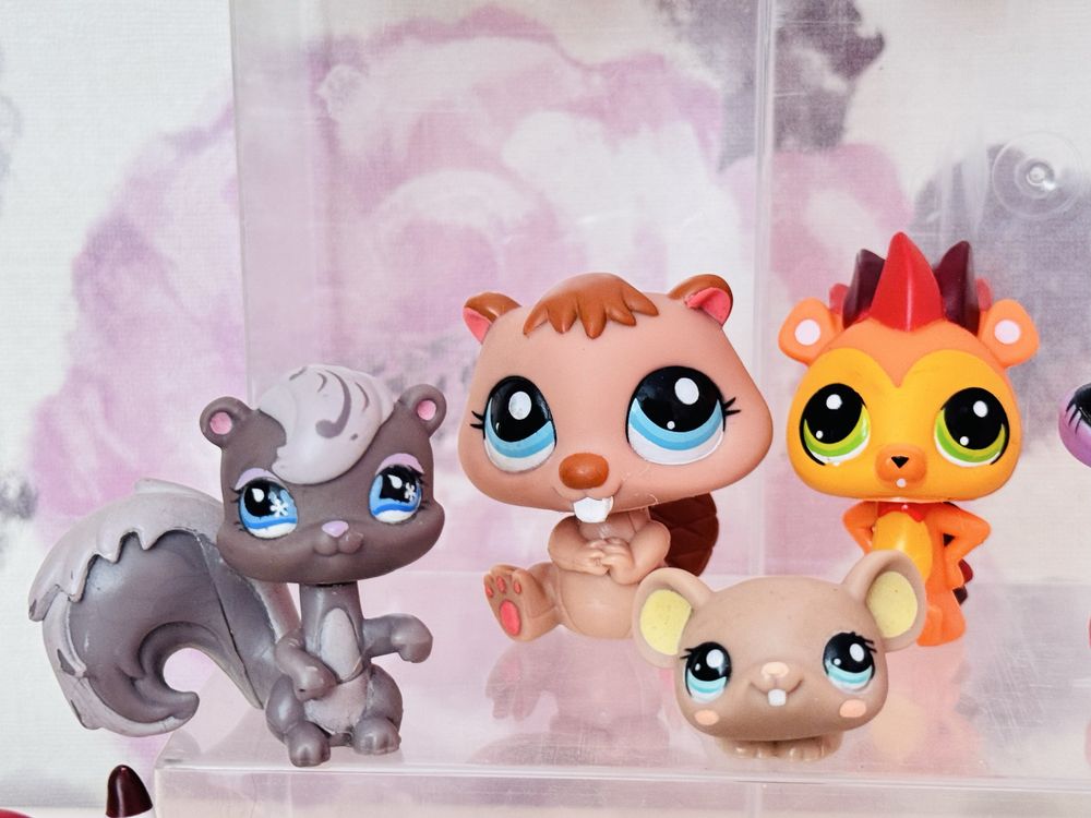 Duży zestaw figurek Littlest Pet Shop LPS Hasbro,byczek,jeż,fretka