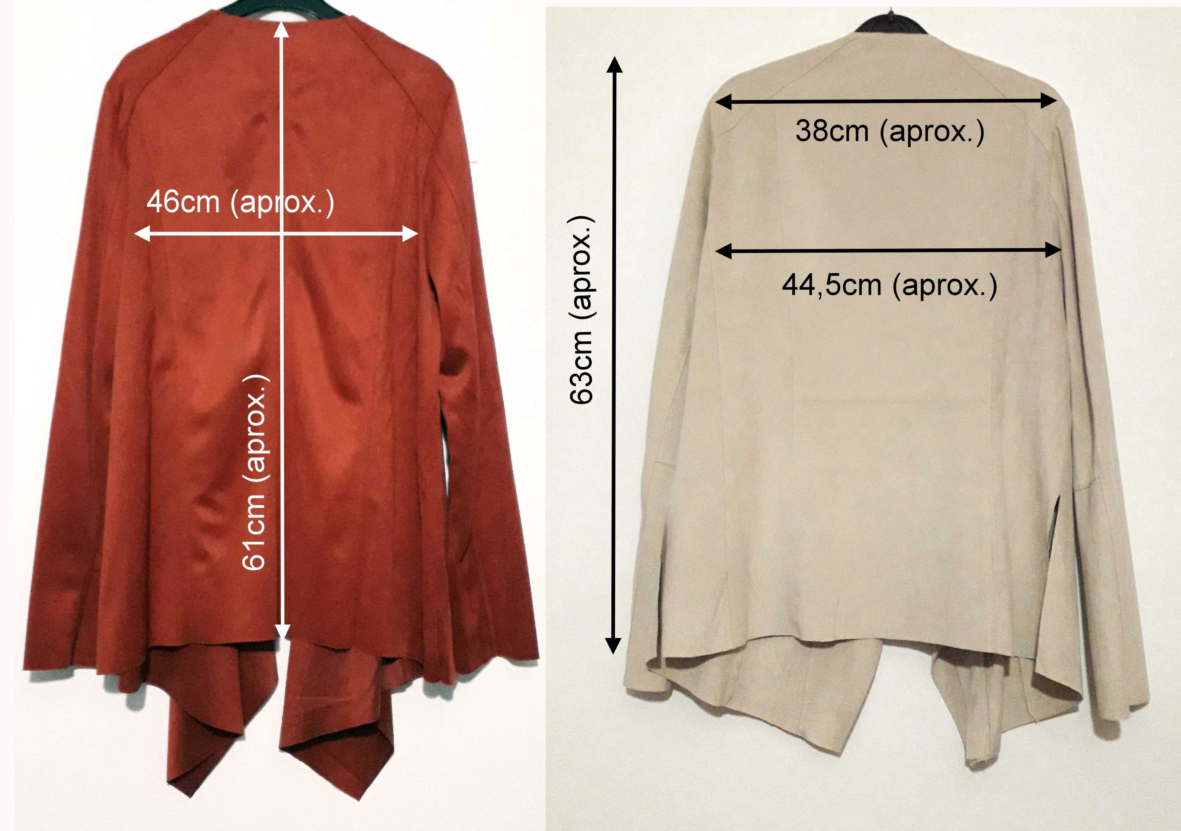 2 Casacos drapeados efeito suede da Pull & Bear (S) e Mango (M)