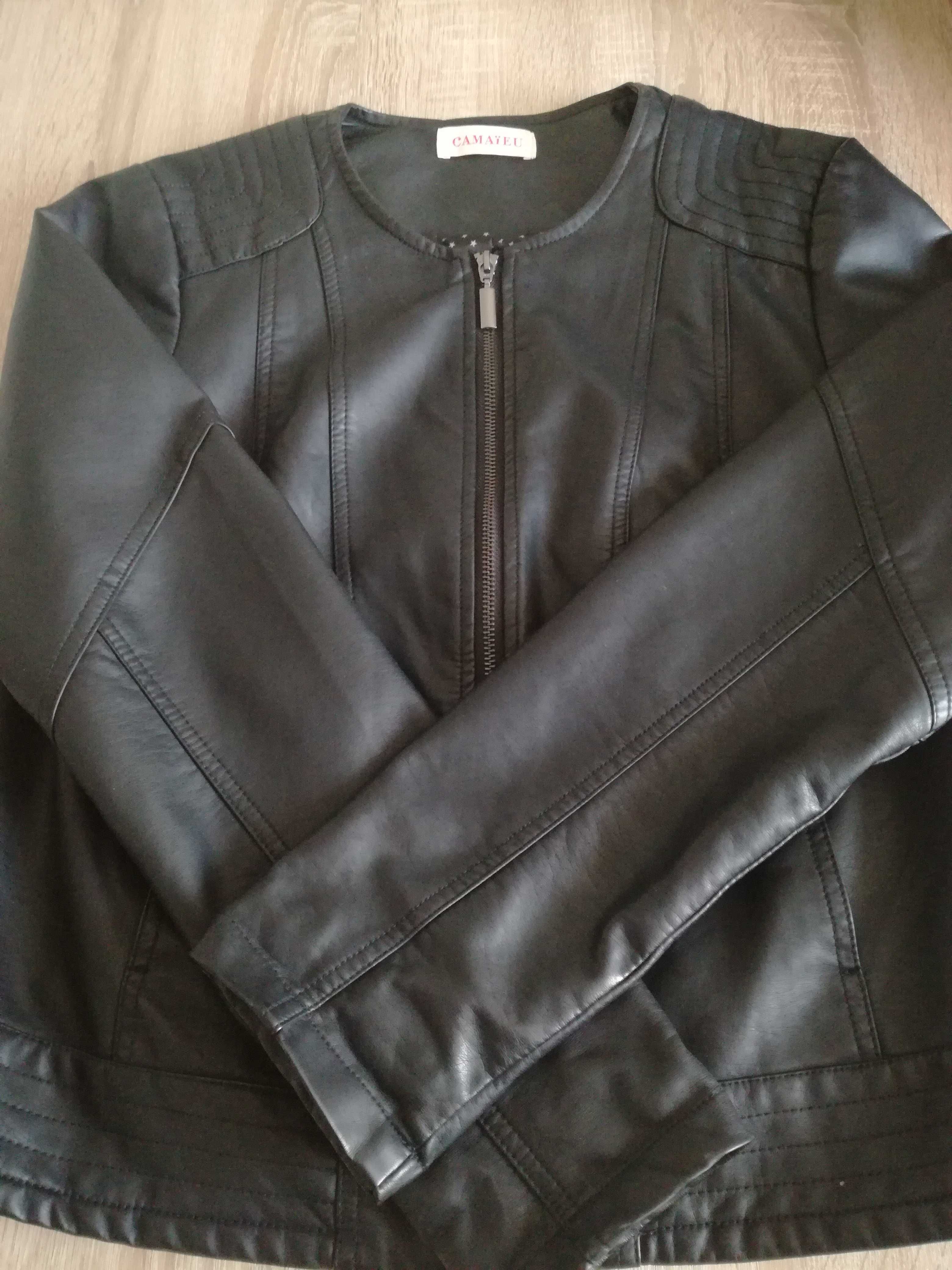 Czarna kurtka z ekologicznej skóry firmy Camaieu  rozm. 42