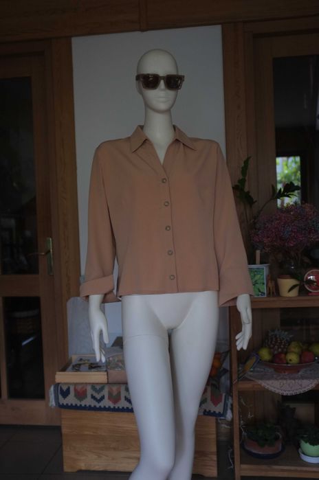 beżowa piaskowa elegancka wizytowa bluzka koszula XL Damak plussize