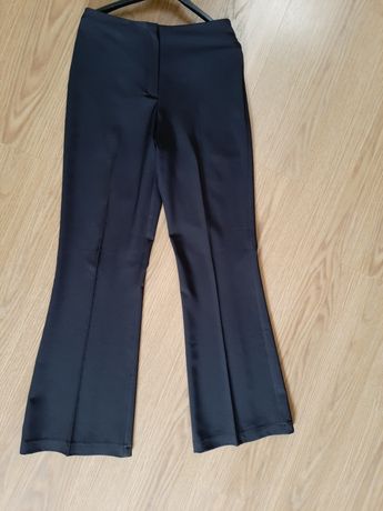 Garniturowe czarne spodnie damskie szerokie nogawki