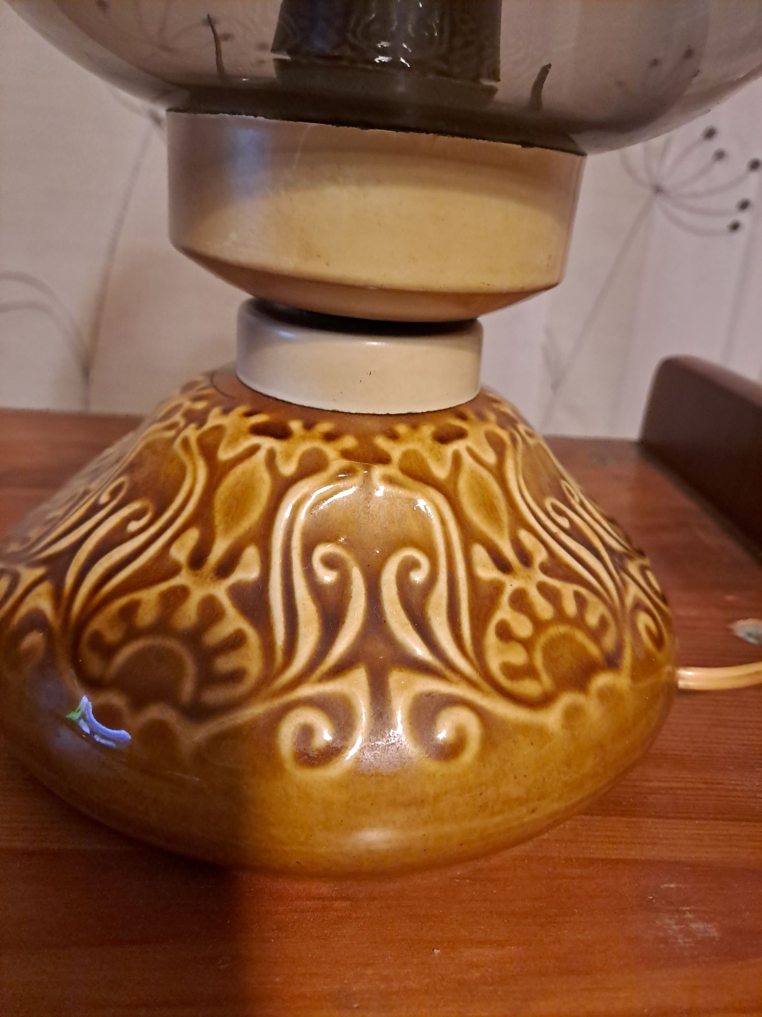 Kolekcjonerska ceramiczna lampa nocna stołowa Mirostowice PRL retro