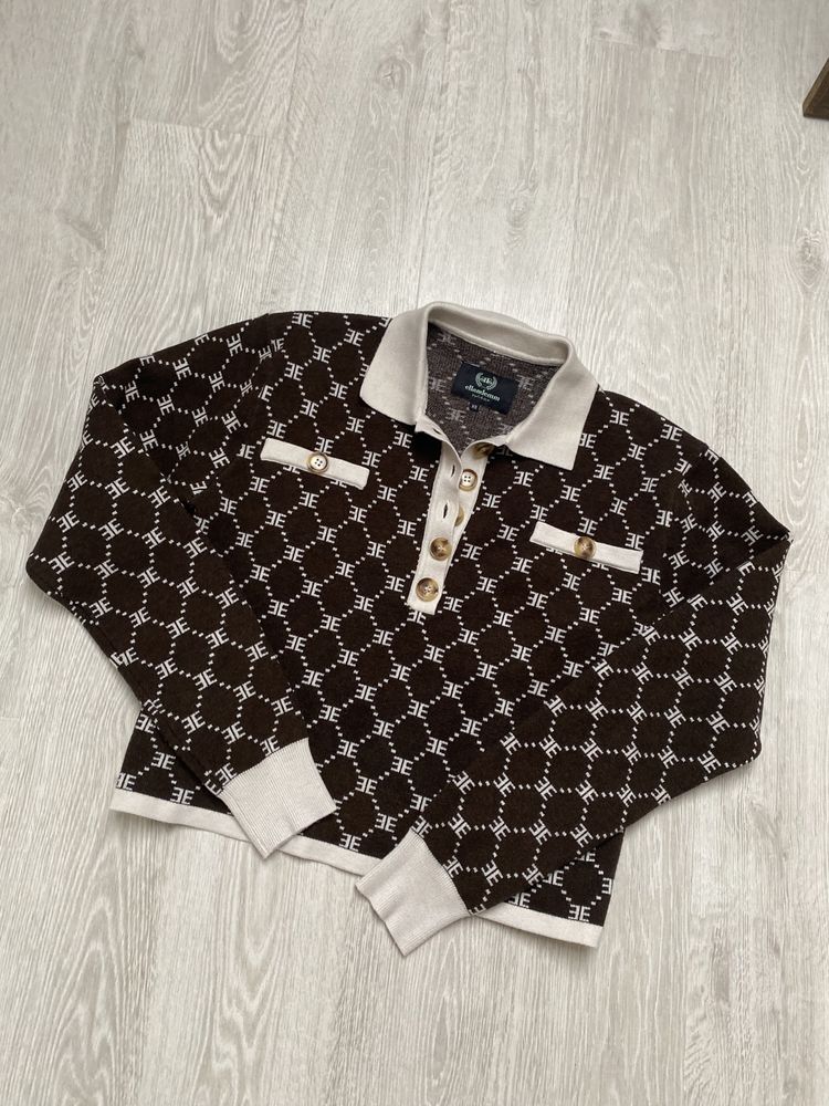 Sweterek EllandEmm 34/36 XS z kołnierzykiem monogram