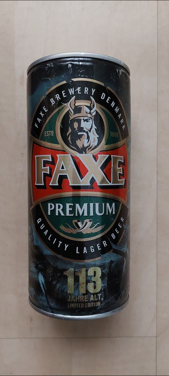 Limitowana puszka po piwie Faxe