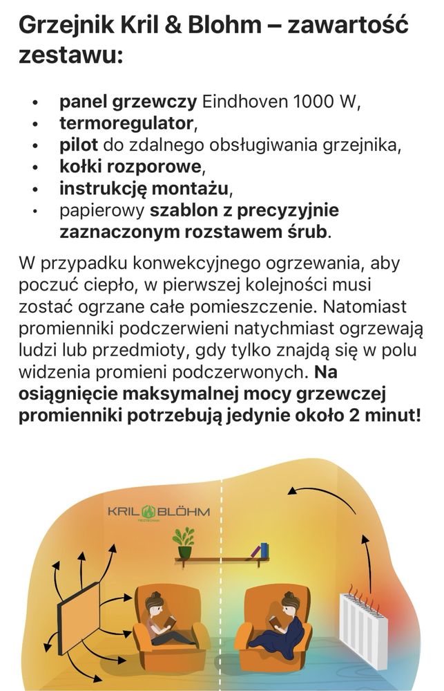 Grzejnik stalowo-panelowy kril blohm na podczerwień