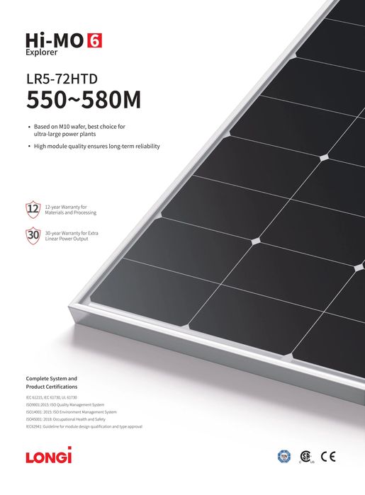 Сонячна панель Longi Solar LR5-72HTH-580M
