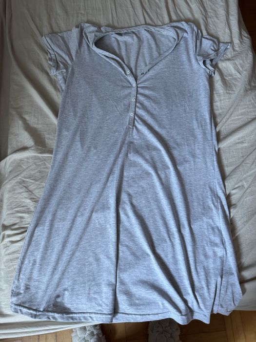 2 koszule ciążowe porodowe szara i granatowa M/L