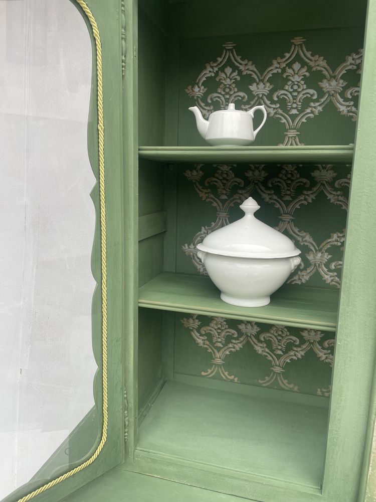 Kredens/witrynka/biblioteczka  ludwikowska vintage zielen shabby chic