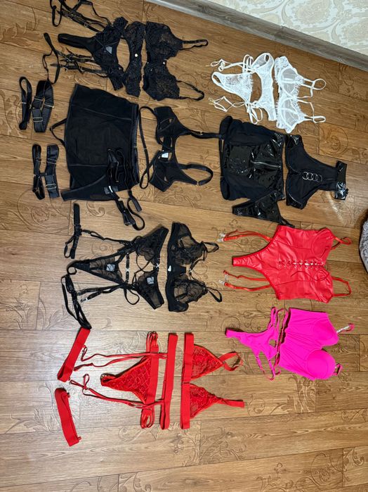 Еротична білизна белье комплект ліф труси гартери пояс латекс М та Л