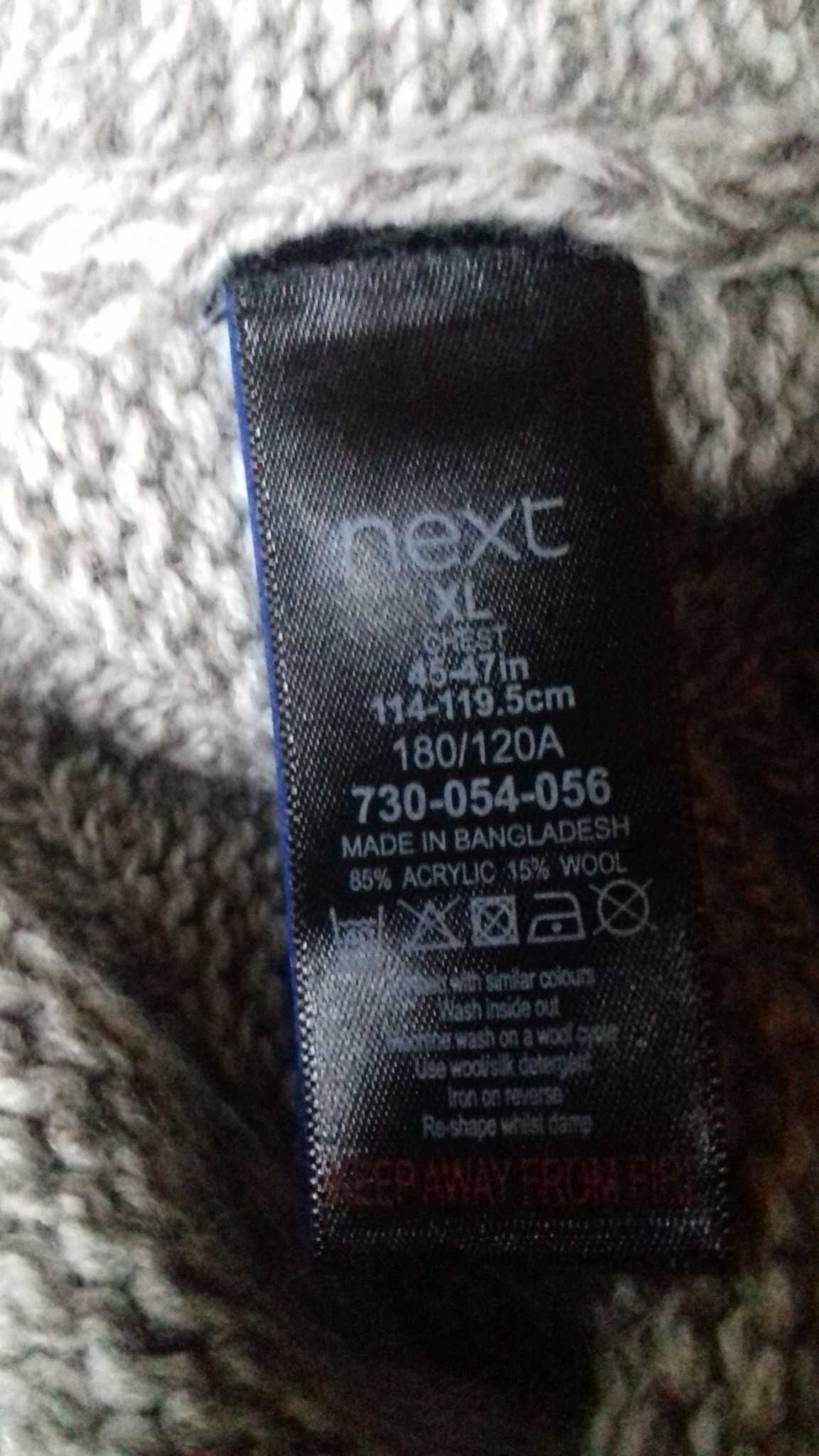 Męski sweter Next XL, wełna 15%