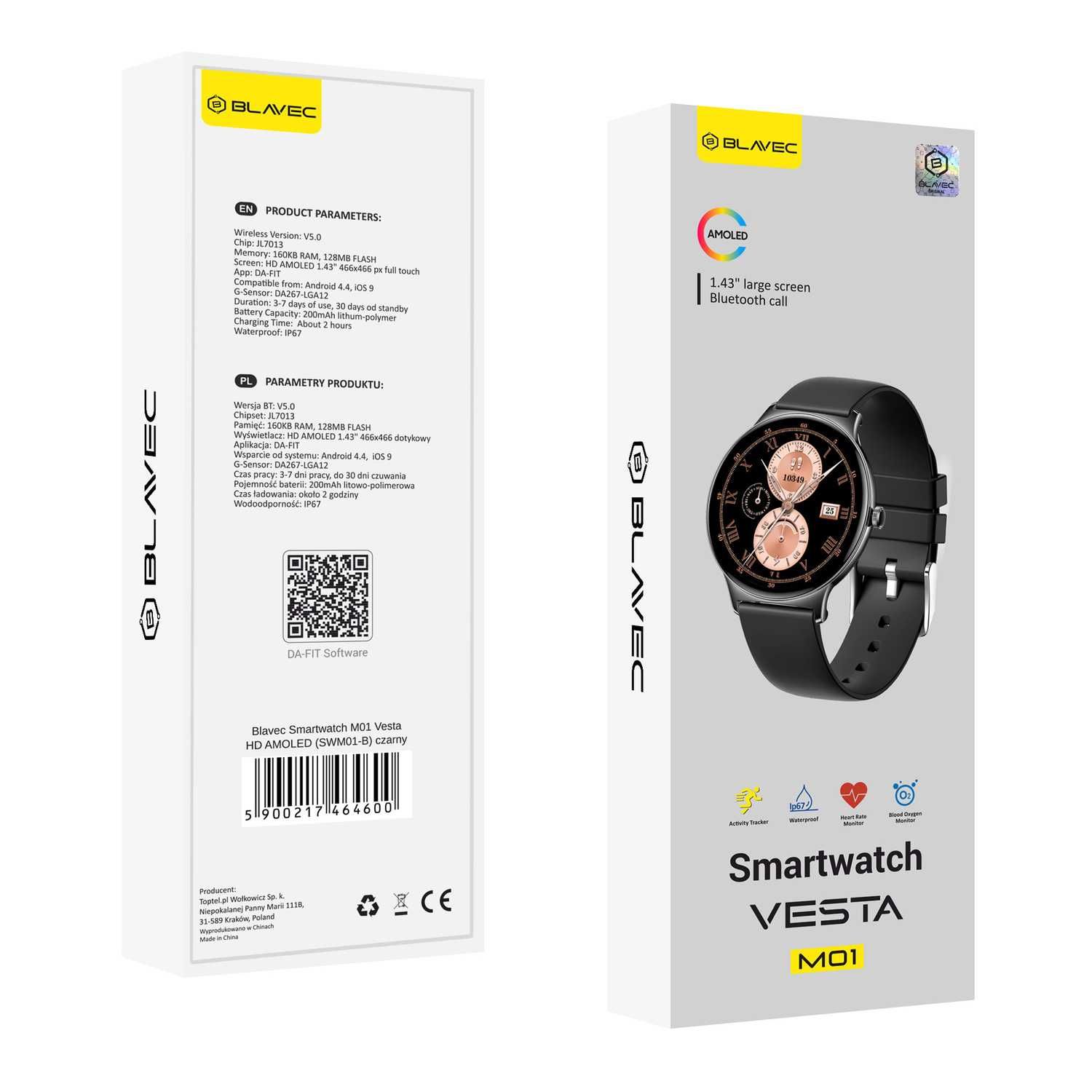 Smartwatch M01 Vesta HD AMOLED czarny Bielsko-Biała