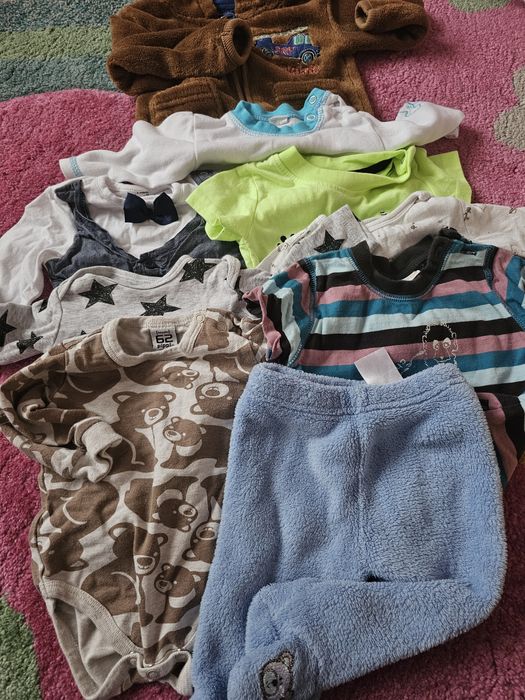 Zestaw 9 sztuk ubranek dla chłopca 62 body kaftaniki T-shirty półśpioc
