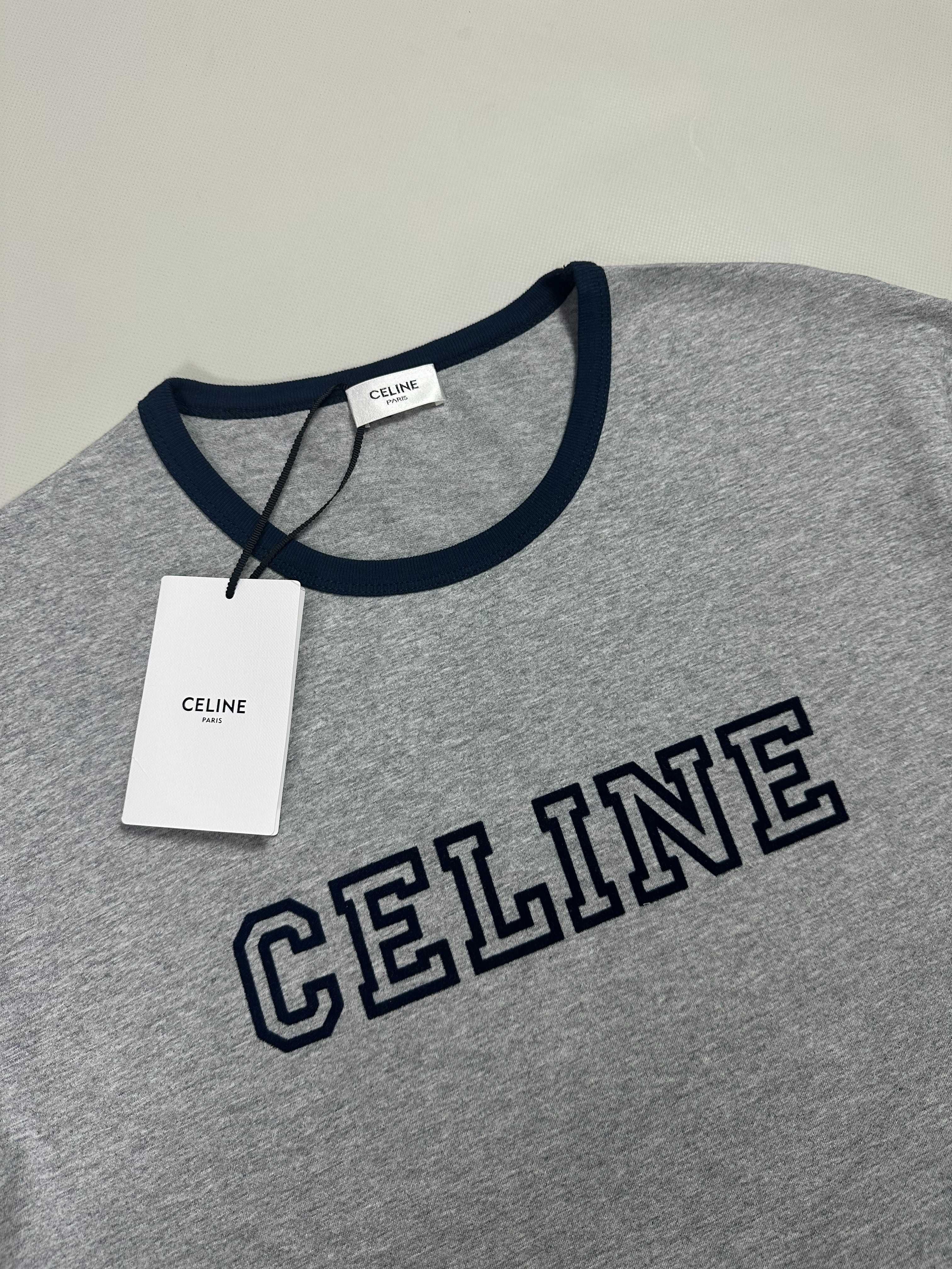 Футболка Celine Paris navy grey t-shirt in cotton футболка селин селін