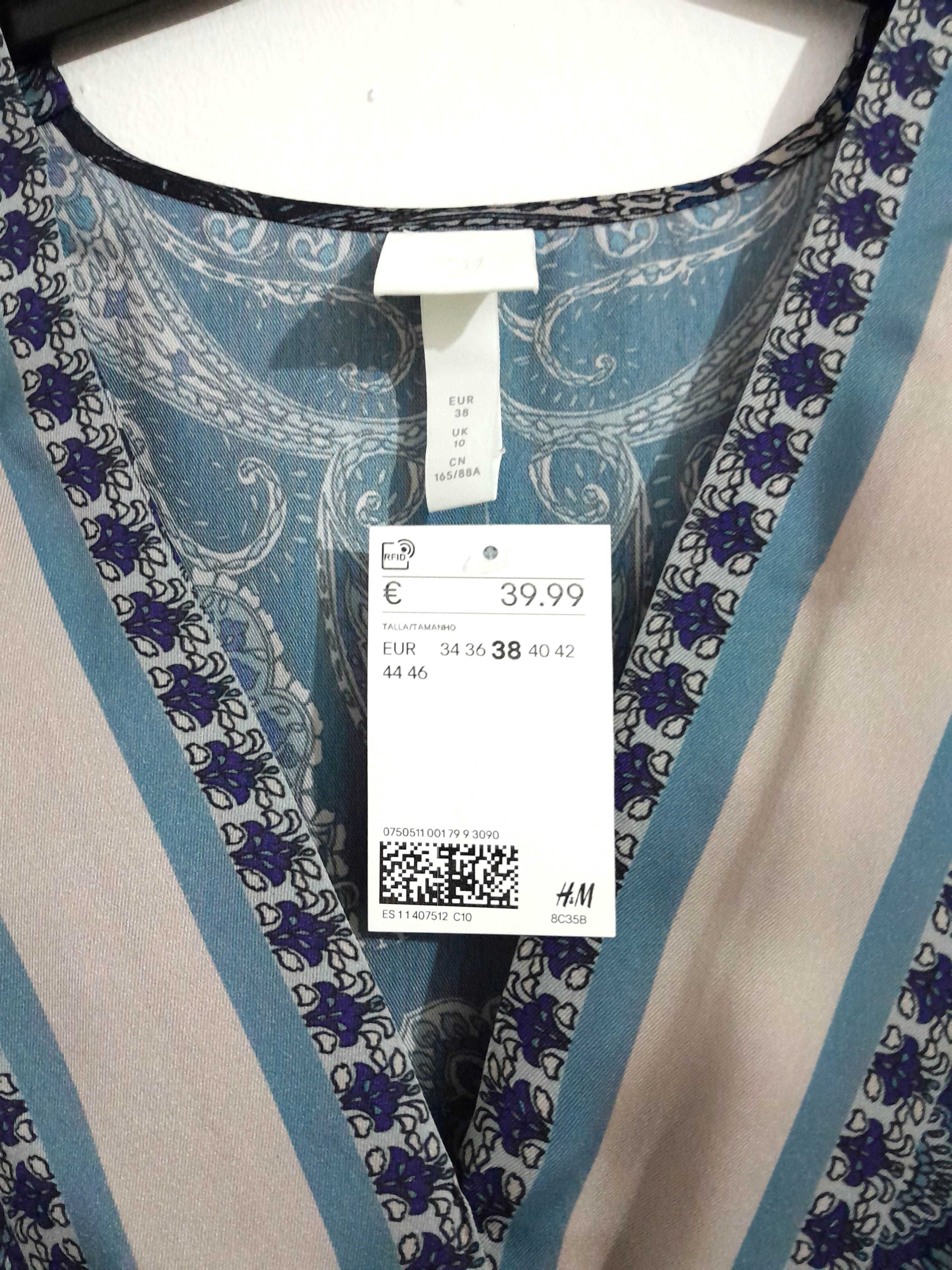 Vestido assimétrico com padrão cornucópias H&M T: 38 Novo c/ etiqueta