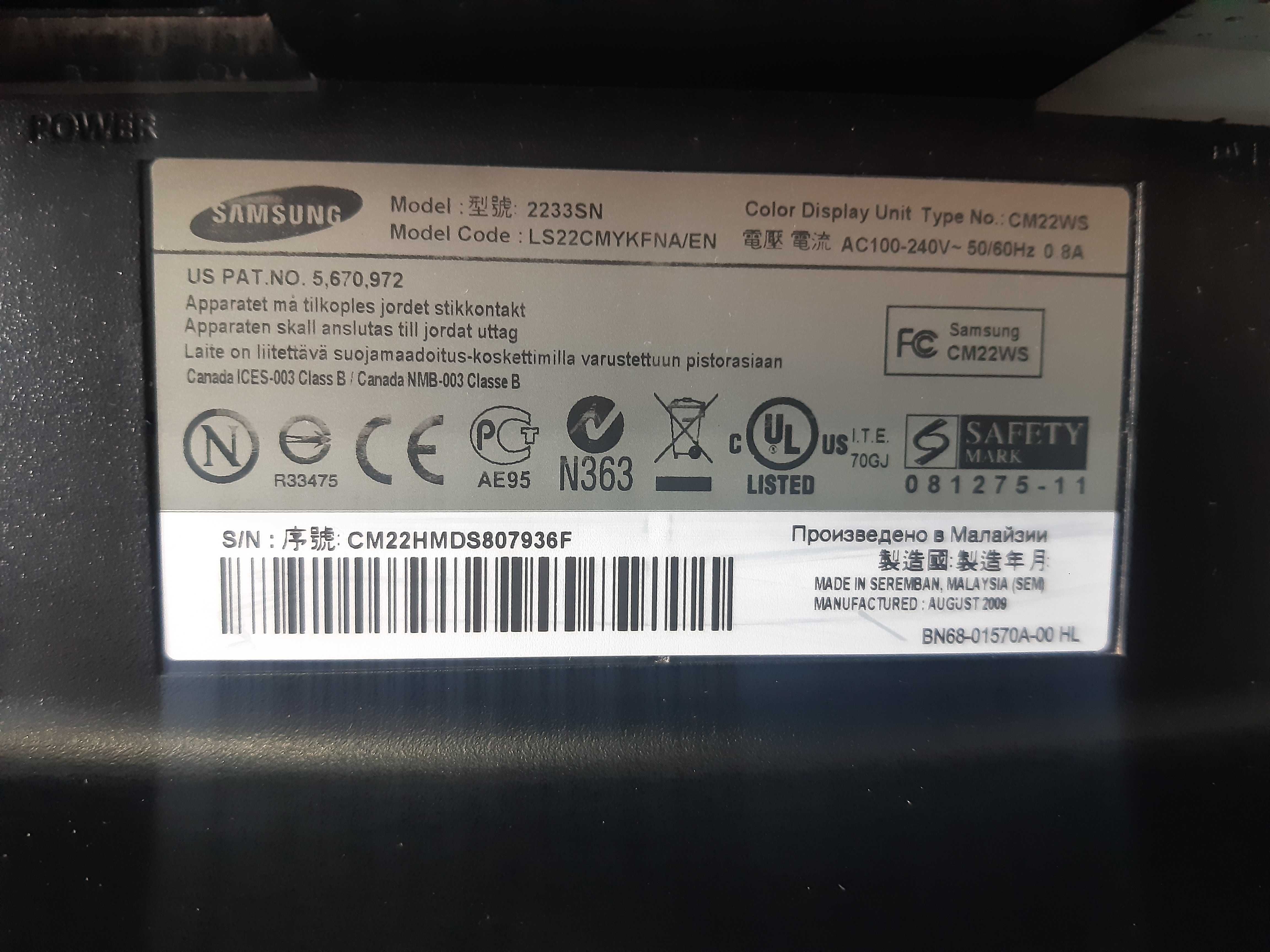 Monitor SAMSUNG SyncMaster 2233SN (21,5 HD 1920x1080p