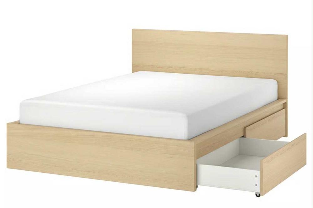 Łóżko malm z dwoma szufladami