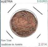Áustria -- 5 Euros - 2014 -  Ano Novo - Tradições na Áustria  -  Moeda